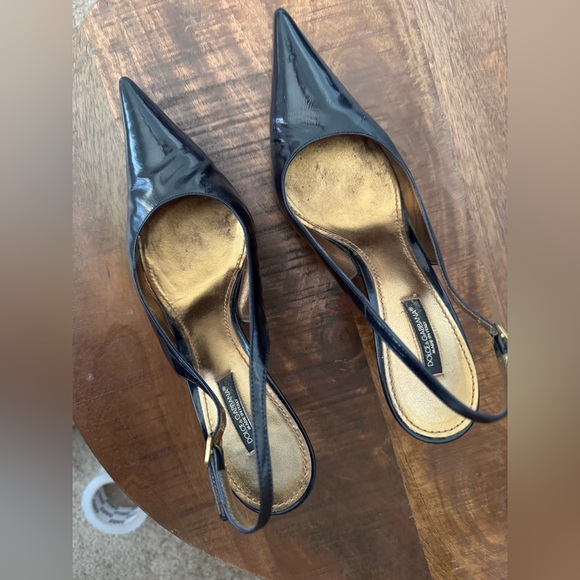Dolce & Gabbana Women's Dark Blue Patent Slingback Heels Size 38.5 - Picture 3 of 9